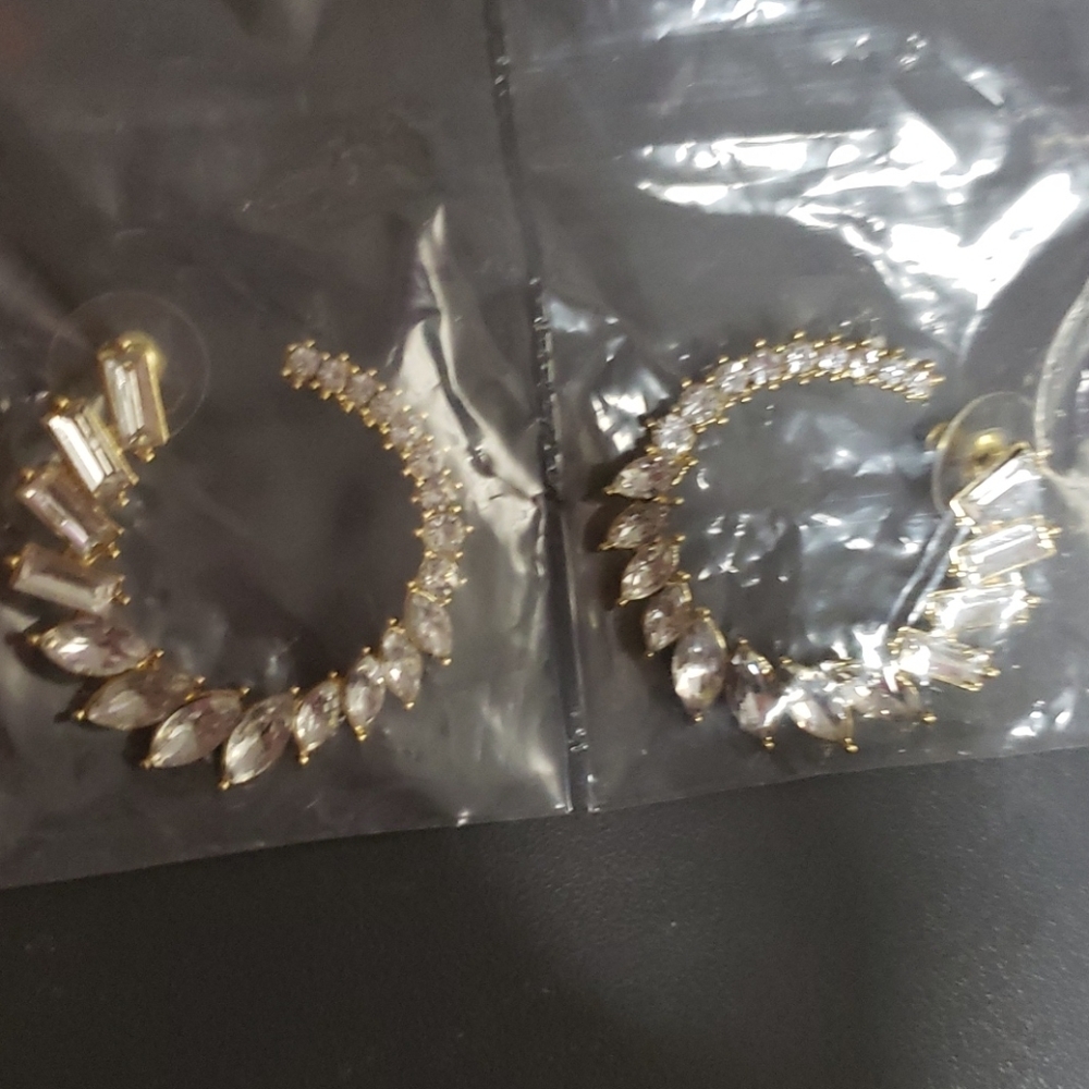 RJ Graziano open circle crystal hoop earrings (2 pair)